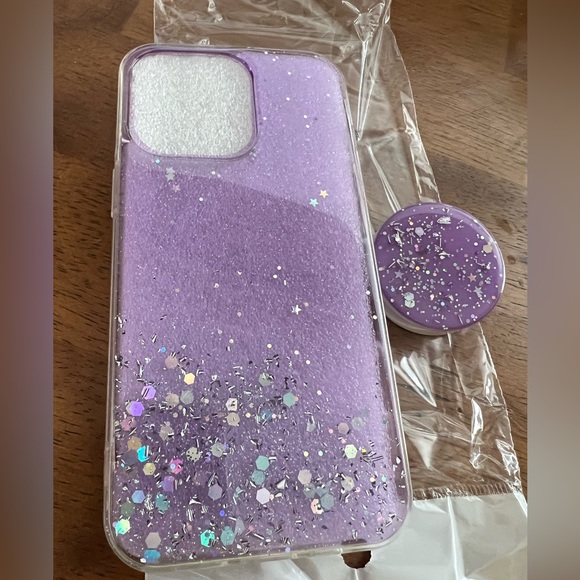 NWOT 3D Bling Glitter Soft Silicon Case iPhone 13 / 13 Pro & Stand Holder Socket - Picture 3 of 6